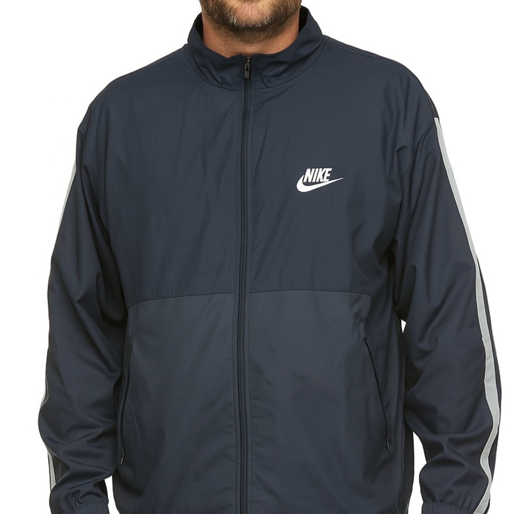 NIKE Vintage Men XL Vented‎ gray tag Gray Wind breaker Full Zipper Swoosh